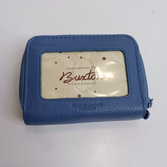 Buxton Blue Genuine Leather Credit Card Holder/Name Card Wallet - Picture 1 of 9